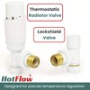 Hot Flow White Cascade Angled Modern TRV Thermostatic Radiator Valve