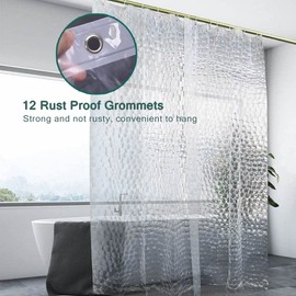 LQFMEHOT EVA Clear Shower Curtain Liner,3D Water Cube 5G Shower Liners with 12 Rustproof Metal Grommets and Weighted Magnets, Waterproof Duty Shower Curtains for Shower Bathroom 72 x 72