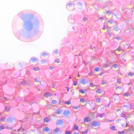 Meibite F Pink Flatback Rhinestones, Glass Rhinestones for Nail Art and Craft, Glue Fix, Loose Crystal Gemstones(F Pink, SS30, 288pcs, 6.4-6.6mm)