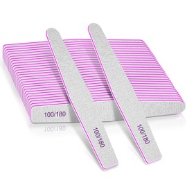 BLESWIN Nail File-100/180 Grit Nail Files 25pcs, Nail Files for Acrylic Nail or Poly Nail Extension Gel, Emery Boards Double Sided Nail Files, Nail Files Professional for Nail Shaping