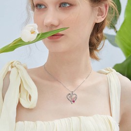 POTOPYY Sister Birthday Gifts 925 Sterling Silver Sister Necklace for Sister July Birthstone Pendant Necklace, Sister Jewelry Pendant I Love You Forever Necklace Christmas Gifts for Sister Her Women Friend Birthday Mothers Day, 18+2 Inch