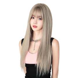 MILANA Wig, Long, Straight Wig, Semi-Long, Full Wig, Cosplay Wig, Small Face, Cute, Natural, Heat Resistant, Everyday Use, Net Gift Box Included (Black)
