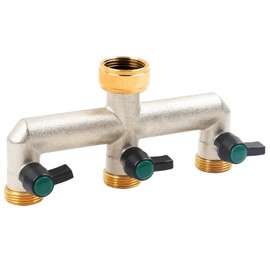 3 Way Garden Brass Tap Splitter, 3/4"Garden Hose Splitter Connector with 3 Individual Valves Ideal for Garden,Home,Kitchen,Faucet