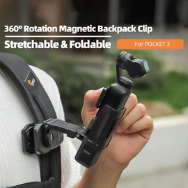 Sinyutia OSMO Pocket 3 Magnetic Backpack Clip, Stretchable Foldable 360° Rotation Shoulder Strap Mount for DJI OSMO Pocket 3 Accessories