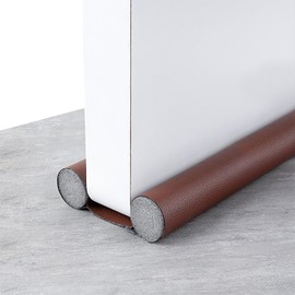 Double Under Door Draught Excluder, 37in/96cm Draft Excluder for Doors, Door Draft Stopper, Adjustable Soundproof for Reduce Sound Draught Dust in Living Room and Bedroom(Brown)