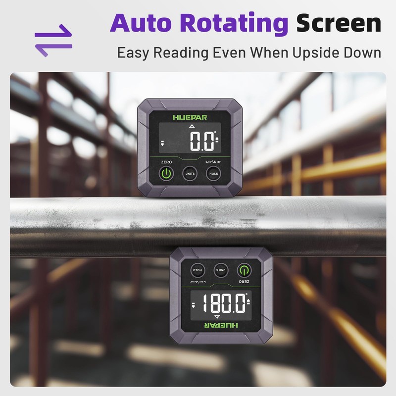 Huepar Professional Digital Protractor, Strong Magnetic, ±0.1° Accuracy, Precision Inclinometer