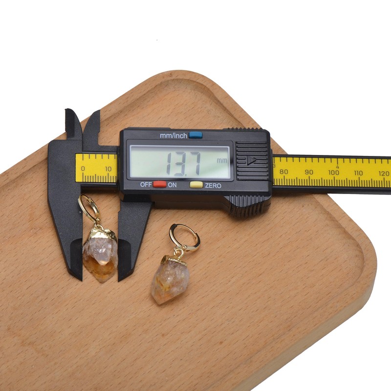 Yellow Citrine Rough Stone Crystal Point Dangle Earrings for Women,