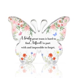 Guawubiang Thank You Gifts for Women & Men, Appreciation Gifts for Coworker, Boss, Teacher - Butterfly Shape Acrylic Keepsake, Floral Decor Acrylic Plaque, Home Decorative Signs 4 * 3 IN