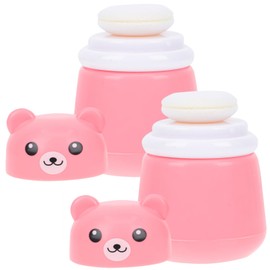 Healeved Infant Body Powder Puff Box 2 Pieces Fluffy Sponge Baby Talcum Powder Storage Portable Puff Box for Summer