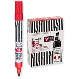 Pilot SC-B, Marcador, Tinta Permanente Rojo, Cincel, Rellenable, Doce Piezas (44200)