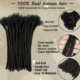 Luckroce Mediano 0.8Cm Ancho 12" 10 Hilos 100% Cabello Humano Dreadlock Extensiones Para Hombres/Mujeres/Niños 0.8Cm Ancho Completo Hecho A Mano Permanente Dread Loc Extensiones El Cabello Humano Se P