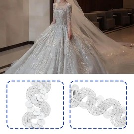 Create idea 1 x Decorative Ribbon Glitter Shiny 13 m Sequin Ribbons Suitable for DIY Sewing Crafts Clothing Dress Decoration (Silver)