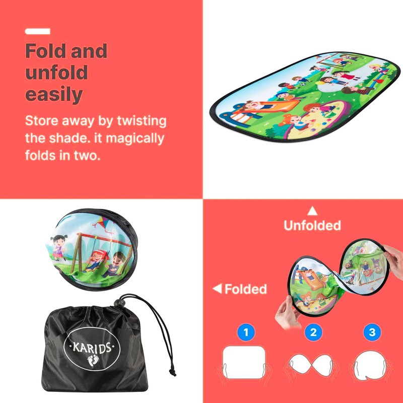 Car Sun Shade for Kids - Foldable Cling UV Blocker