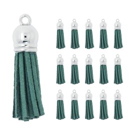 Mandala Crafts Faux Suede Tassel Keychain Making Supplies - Teal Tassels for Crafts Jewelry Making Charms - 100 Small Leather Tassels Keychain Tassels Bulk