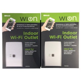 Woods 2PK WiOn Indoor Wi-Fi Outlet for up to 12 Electrical Devices Use w/ WiFi Network