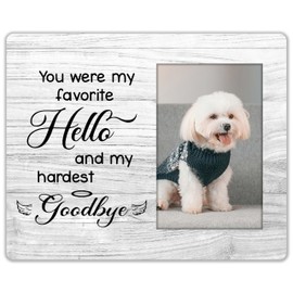 Pet Memorial Frame, 4x6 Picture Frame, You Were My Favorite Hello&My Hardest Goodbye, Memorial Gifts for Dog, Cat Lover, Loss of Pet Sympathy Gift Dog&Cat, Wall Mount&Table Top, bereavement gifts.(002