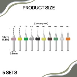 Micro Drill Bits, 50 Pcs Mini Drill Set, 0.3mm-1.2mm Micro Drill Bit Set, Circuit Board Flute CNC Router Bits Shank, Mini Hand Drill for Rough Stone Jewelry Punching Engraving