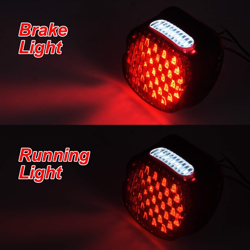 HDBUBALUS Motorcycle Motorcycle LED Running Tail Light Brake License Plate