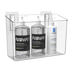 vacane Large Organizing Caddy with 2 Command Strips, Adhesive Wall Mounted Storage Organizer Bins
