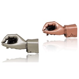 ACELY Executive hand shape pen holder metal art craft paperweight for desktop organizer pen stand decoration 2-PC pack (Anti-Red & Anti-Silver)