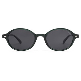 SOJOS Retro Trendy Oval Polarized Sunglasses Womens Mens, 90s Small Narrow Slim Chic Round Sunnies SJ2611, Dark Green/Grey