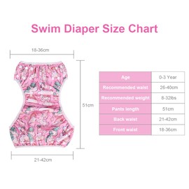 Vicloon Swimming Nappy Reusable, 2 Packs Baby Swim Nappy Comfortable Swim Nappies, Adjustable Size Washable Nappy for Swimming Lessons/Holiday 0-3 Years (Unicorn/Mermaid Tail)