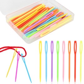 Disnace Plastic Sewing Needles for Children, Pack of 50 Plastic Needles Embroidery Needles Weaving Needles Plastic Sewing Needles with Large Eye, Blunt Needle for Children Sewing Craft Needle Projects