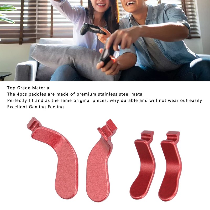 Controller Paddles, 4 Pieces Red Metal Stainless Steel Paddles Hair