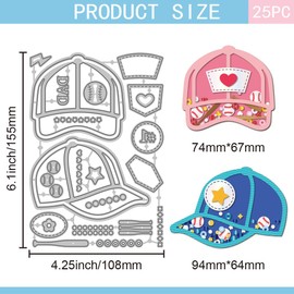 GLOBLELAND Baseball Cap Cutting Dies Metal Hat Shake Die Cuts Sports Cap Background Cutting Embossing Templates for Scrapbooking Crafts Paper Cards Making