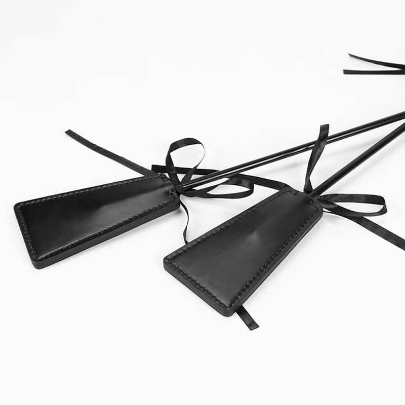 FSSTUD PU Leather Horse Riding Whip Paddle Feather Teaser Stick