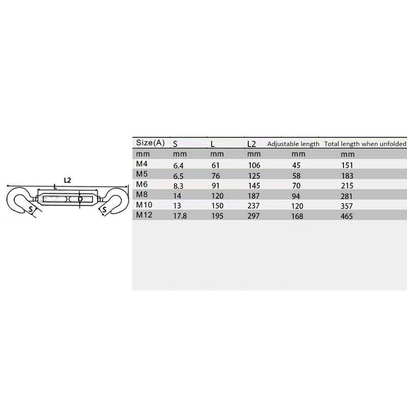 Eidoct 5 Pcs Stainless Steel 304 Turnbuckle Wire Rope Cable