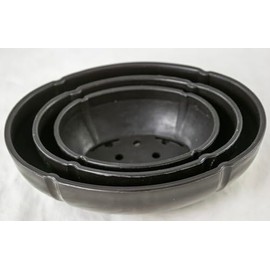 Generic 3 Mixed Japanese Lotus Shape Plastic Bonsai Training Pot, Cactus & Succulent Planter - 4.75"" to 7.5"", Dark Brown