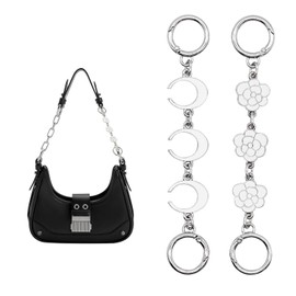 APCGSM 2PCS Replacement Bag Extender Chain Silver Purse Strap Extenders for Women Flower Moon Bag Strap Accessories for Purse Handbags Crossbody Bag Chains Making Supplies (Silver White)