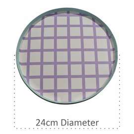 schone Patterned Paper Plates – 8 Pack 24cm Disposable Plates with Pastel Gingham Design for Parties and Picnics – Assorted Colours (Purple)