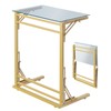 Tatub 24" Folding C Shaped End Table, Small Tempered Glass