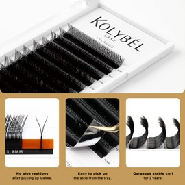 KOLYBEL YY Eyelashes Extension Lashes Y Shaped 0.07mm C Curl 11mm Single Tray Lash Extension Easy Premade Fans 2D Soft Matte Black Volume Lashes Supply(YY,0.07-C-11mm)