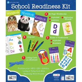 School Readiness Educational Box Set with 3 Early Learning School Skills Workbooks, Flash Cards, Crayons and More