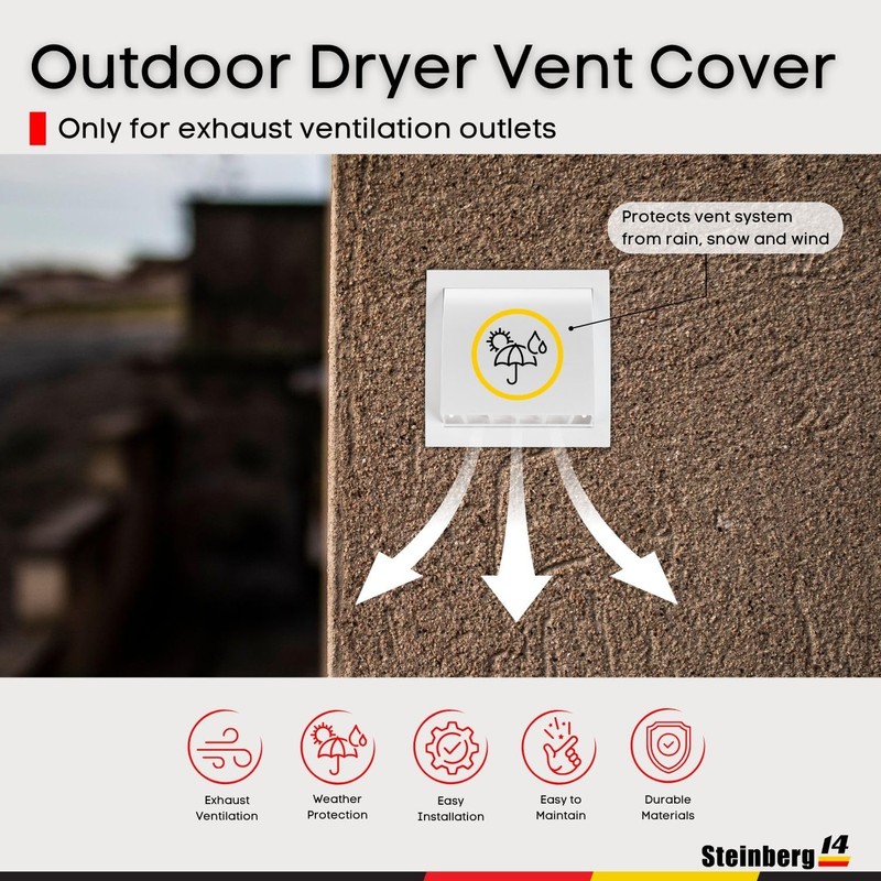 Steinberg14 Dryer Vent Cover Outside 4 inch - ABS Plastic