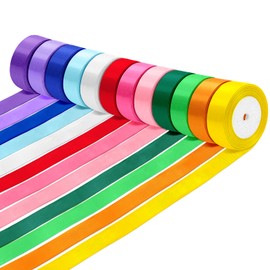 Xnegau 12 Colours Satin Ribbons 25mm x 22m Gift Wrapping Ribbon
