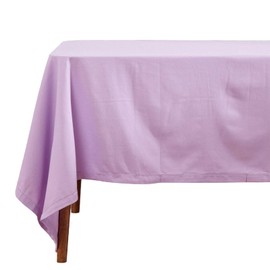 HOMESCAPES Purple Table Cloth, Plain Cotton Tablecloth, Rectangular, Handcrafted & Durable Dining Table Cover with Hem Stitch, Hypoallergenic, Washable, Light Purple Mauve - 137 x 178cm