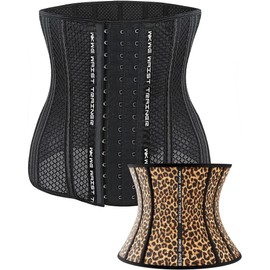 Waist Trainer for Women Lower Belly Fat - Breathable Long Torso Corset Shapewear for Tummy Control, Working out, Postpartum Leopard