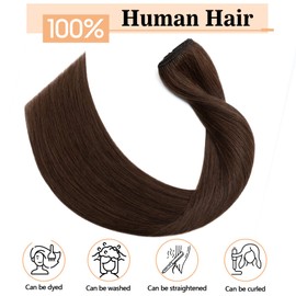 S-noilite Clip in Hair Extensions Real Human Hair,5Pcs Remy Natural Hair Extension Double Weft Thick Silky Seamless Clip in Hair Extensions for Women- #04 Medium Brown-14 Inch(60g)