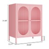 LYMOUYEE 2 Translucent Door Metal Accent Storage Cabinet for Bedroom,