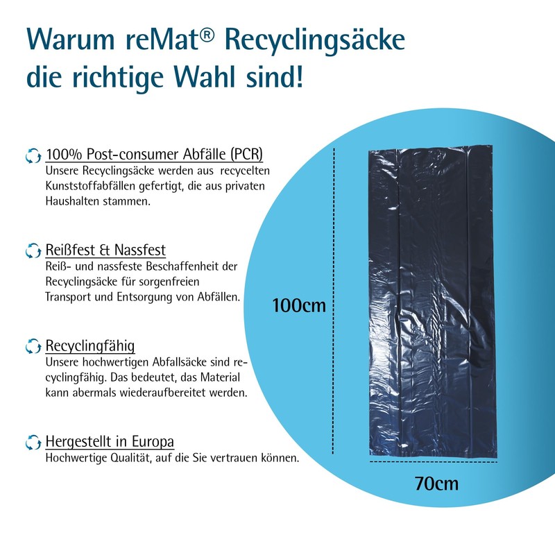 reMat bin liners, 120 L, made from 100% post-consumer waste