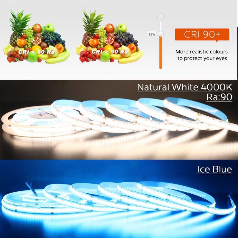 SuperlightingLED RGBW COB LED Strip 24V RGB+4000K Natural White Dimmable