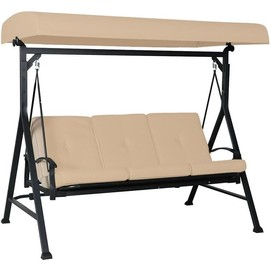 Garden Winds Custom Fit Replacement Canopy Top Cover Compatible with The Belden Park Swing Version III – Classic Sand Beige, Riplock 350