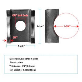 MOUNTAIN_ARK 8 Pack Trailer Axle Spring Perch Seats for 1-3/4" OD Round Tube, Steel U Saddle Bracket Leaf Spring Hanger, 1/4" Thick
