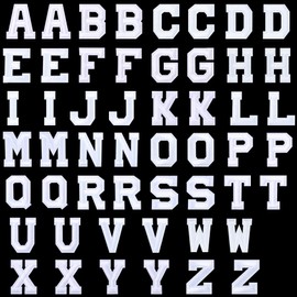 52pcs Letter Iron On Patches - Sew On Appliques Alphabet Embroidered Repair Patch (White)