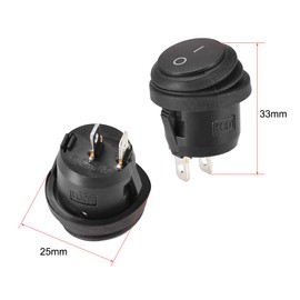 sourcing map Boat Rocker Switch Round Waterproof Toggle Switch ON/OFF AC250V/6A 125V/10A Pack of 2