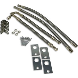 TireMinder Braided Steel Valve Extender Kit for 22 Inch Aluminum Dually Wheels, Hub Mounted, 4 Pack